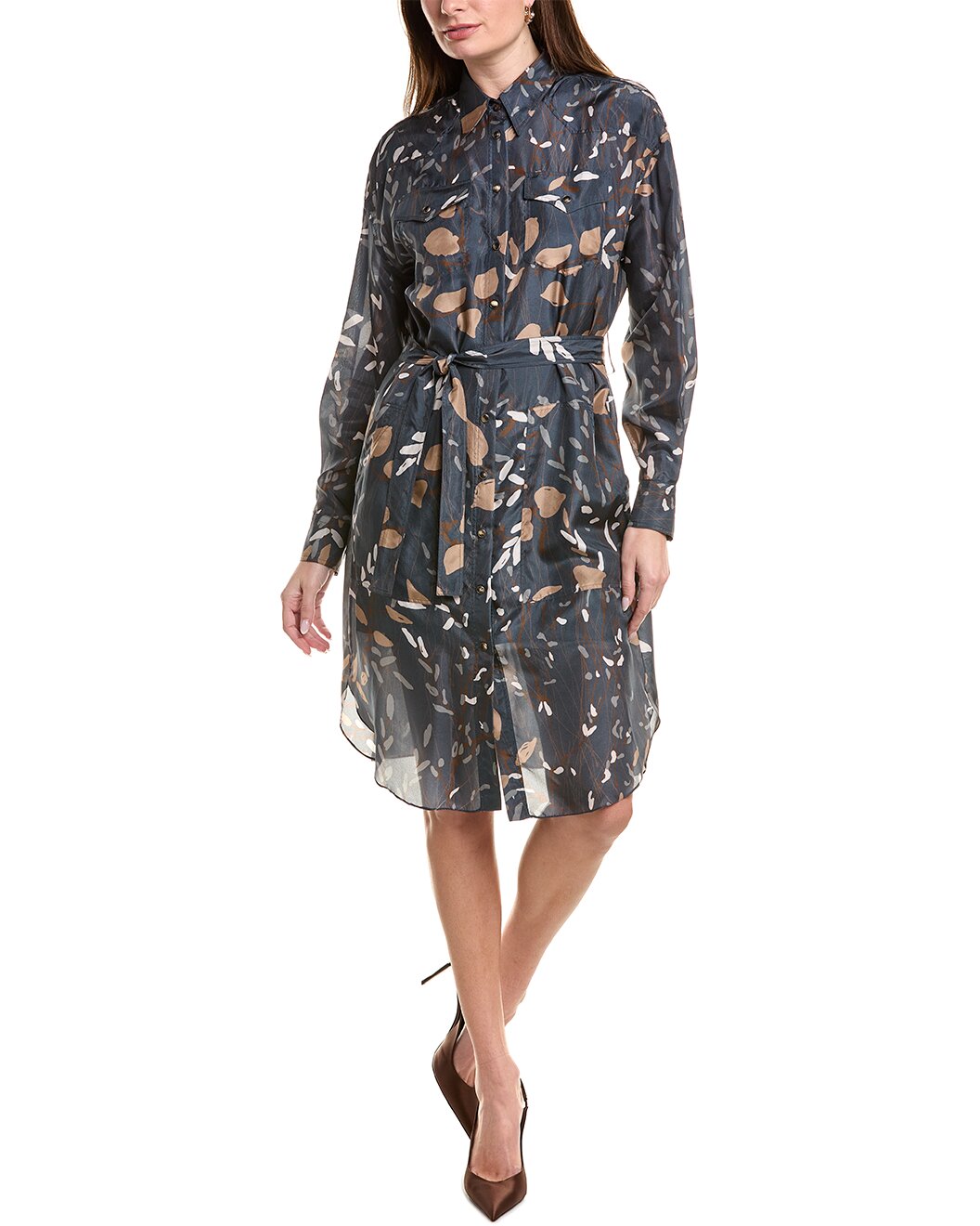 Blue Silk Casual Dress