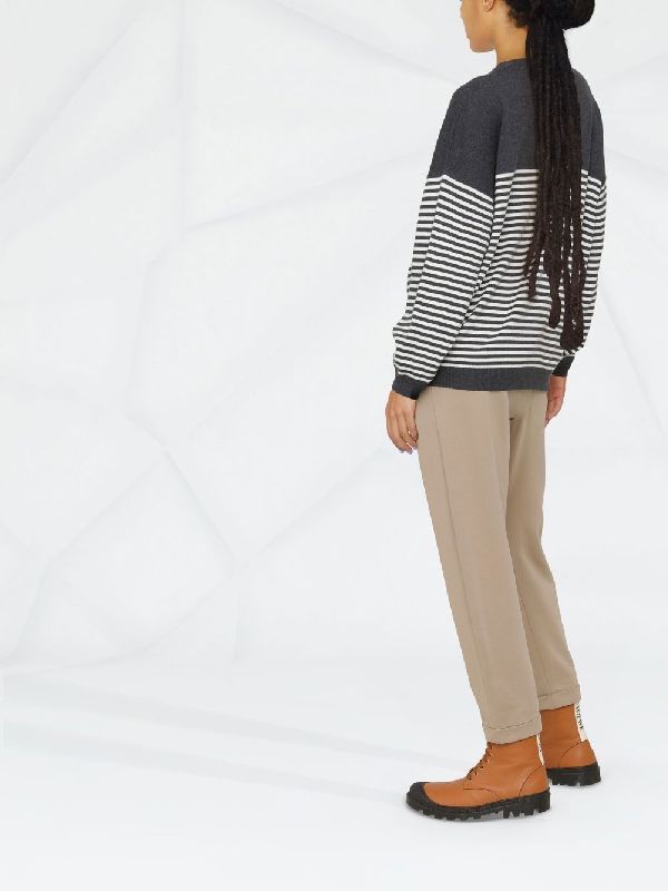 Beige Cotton Athletic Pants