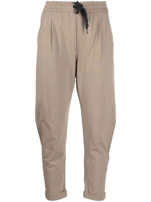 Beige Cotton Athletic Pants