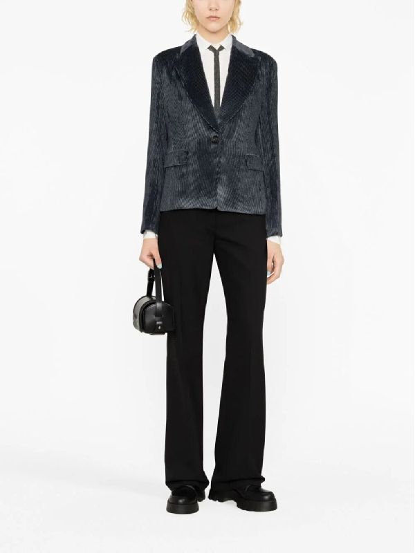 Blue Viscose Jackets And Coat