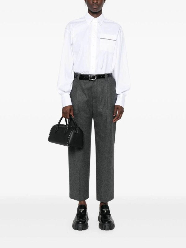Black Wool Casual Pants