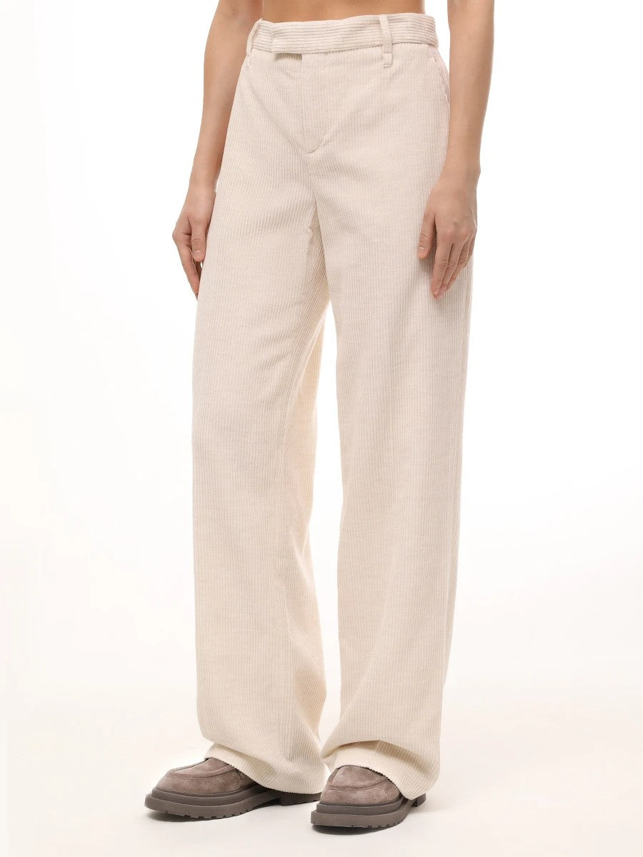 Beige Viscose Casual Pants