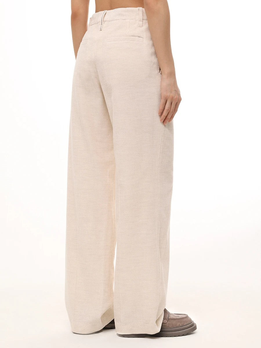 Beige Viscose Casual Pants