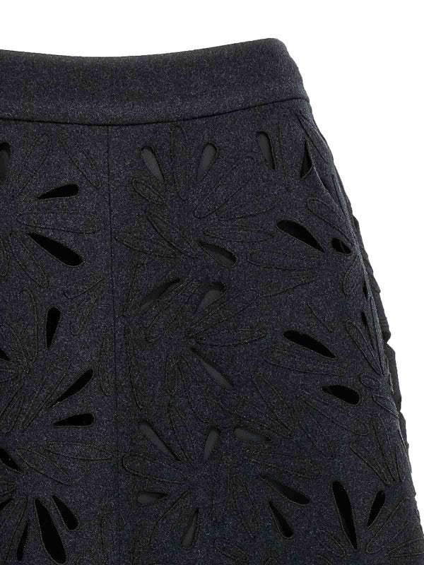 Gray Wool Long Skirt