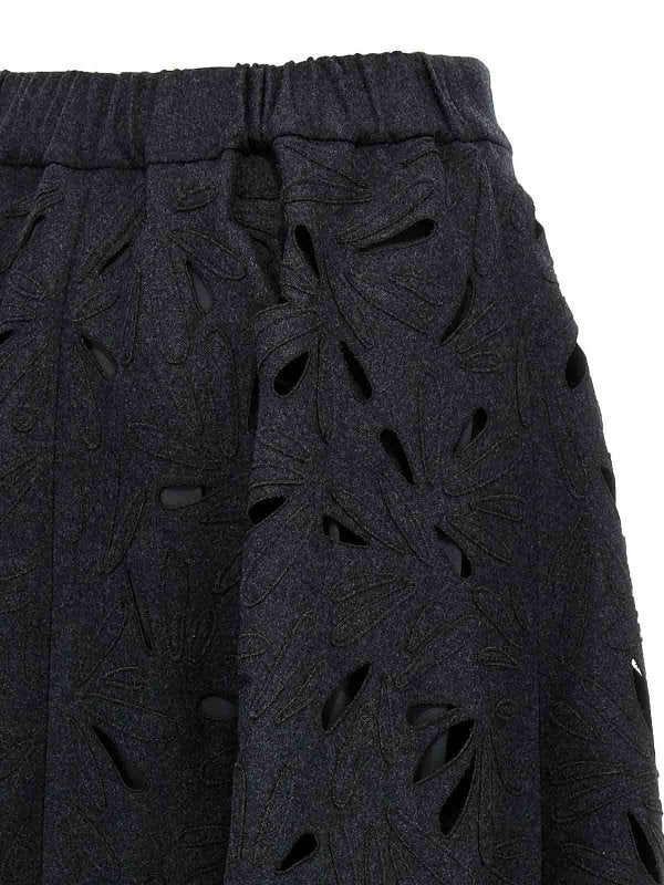 Gray Wool Long Skirt
