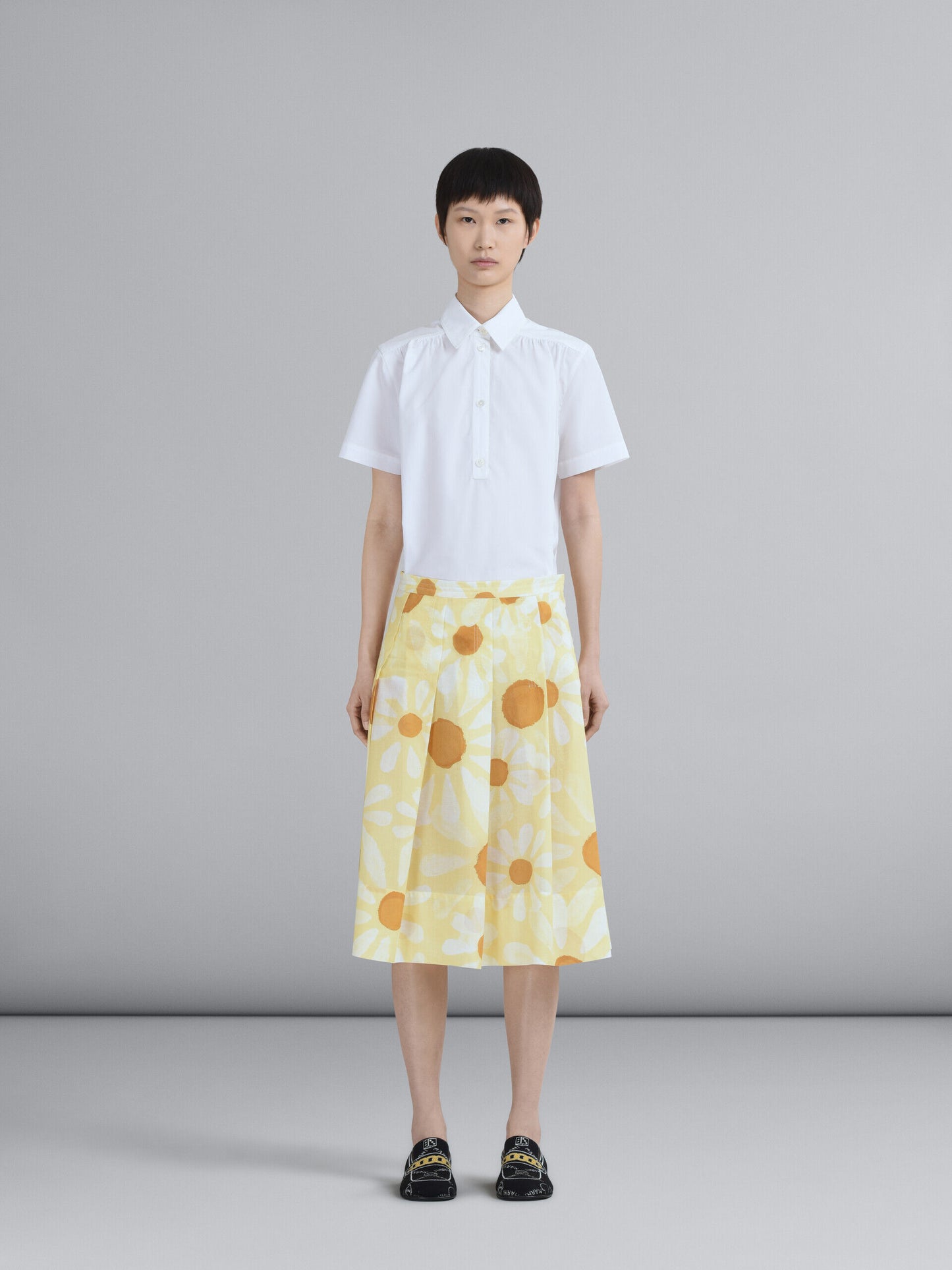 Yellow Fibres Midi Skirt