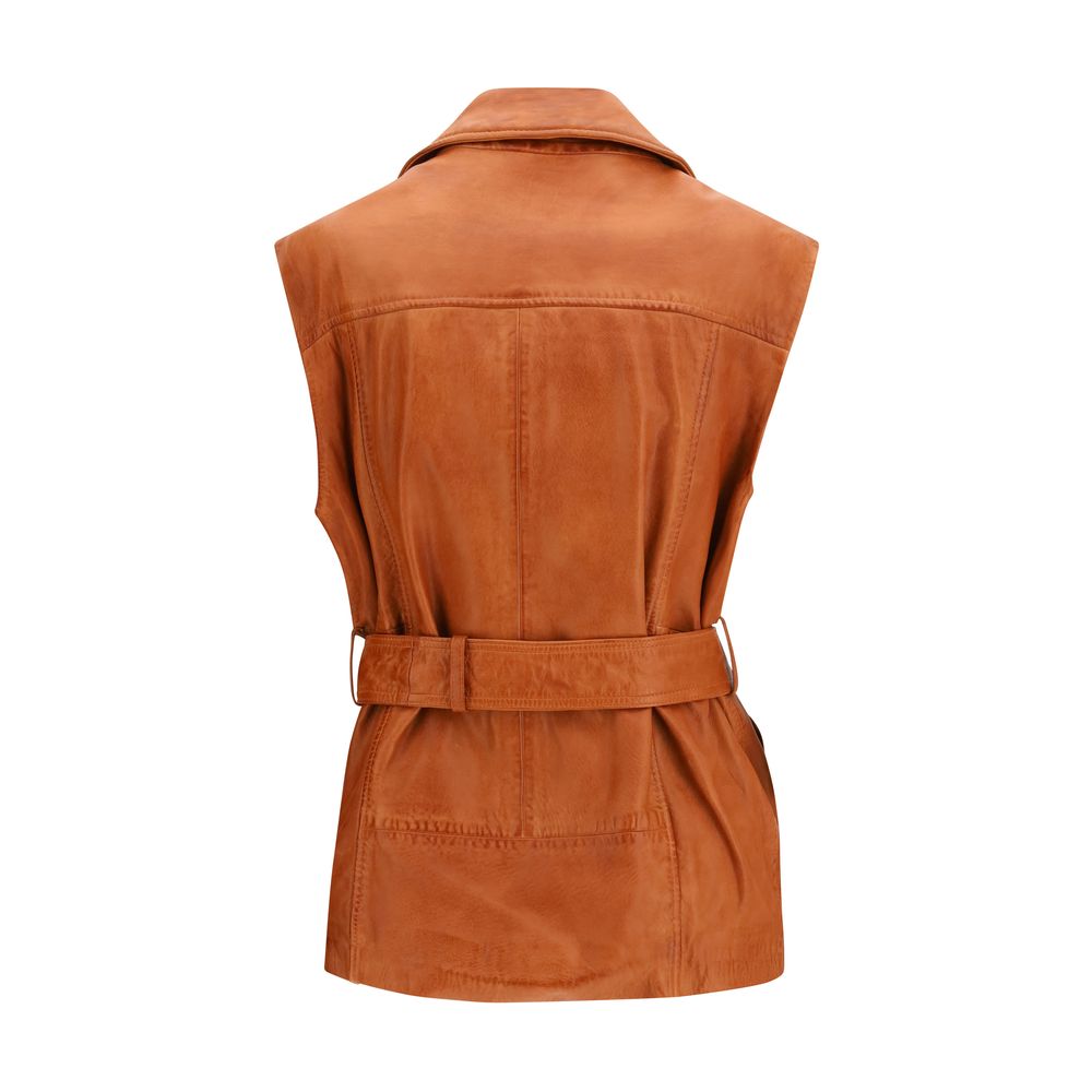 Brown Goatskin Sleveless Jacket