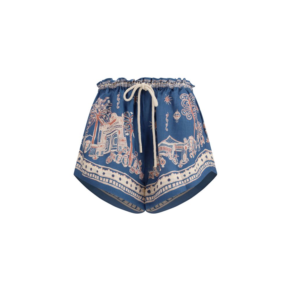 Blue Linen Bermuda Shorts