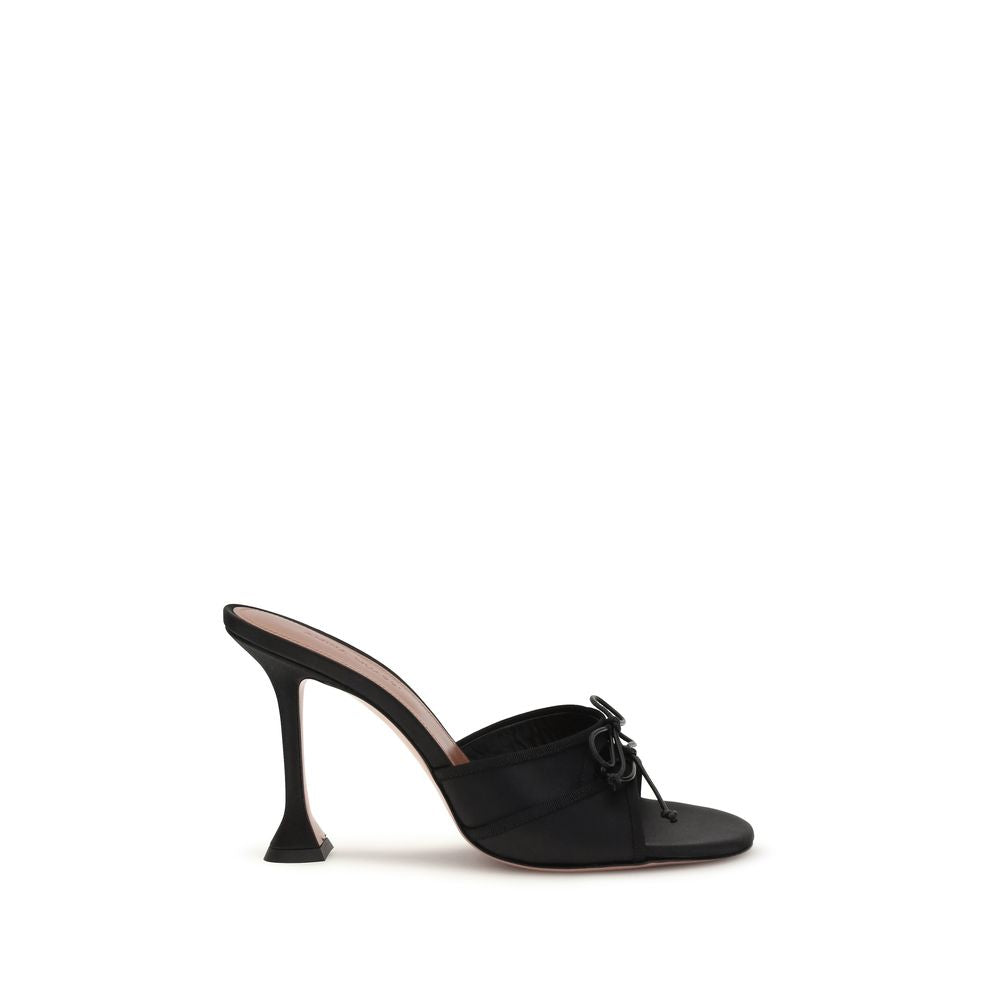 Black Fabric Stiletto Heel Sandals