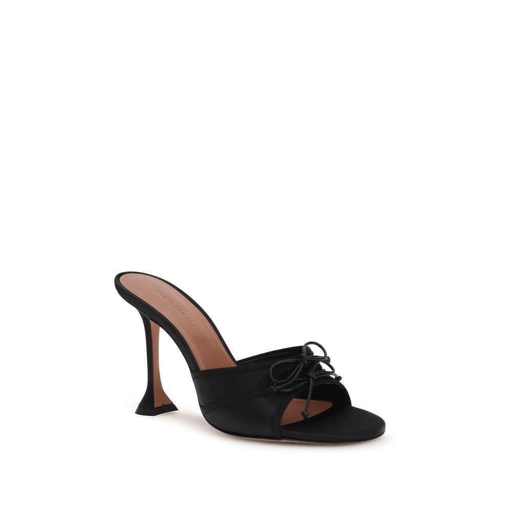 Black Fabric Stiletto Heel Sandals