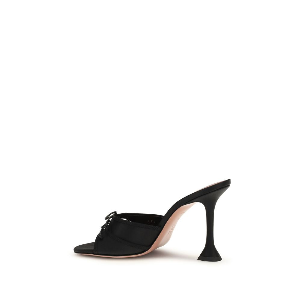 Black Fabric Stiletto Heel Sandals