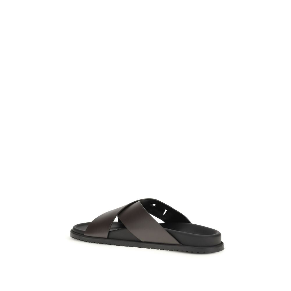 Brown Calf Leather Bos Taurus Strap-On Sandals