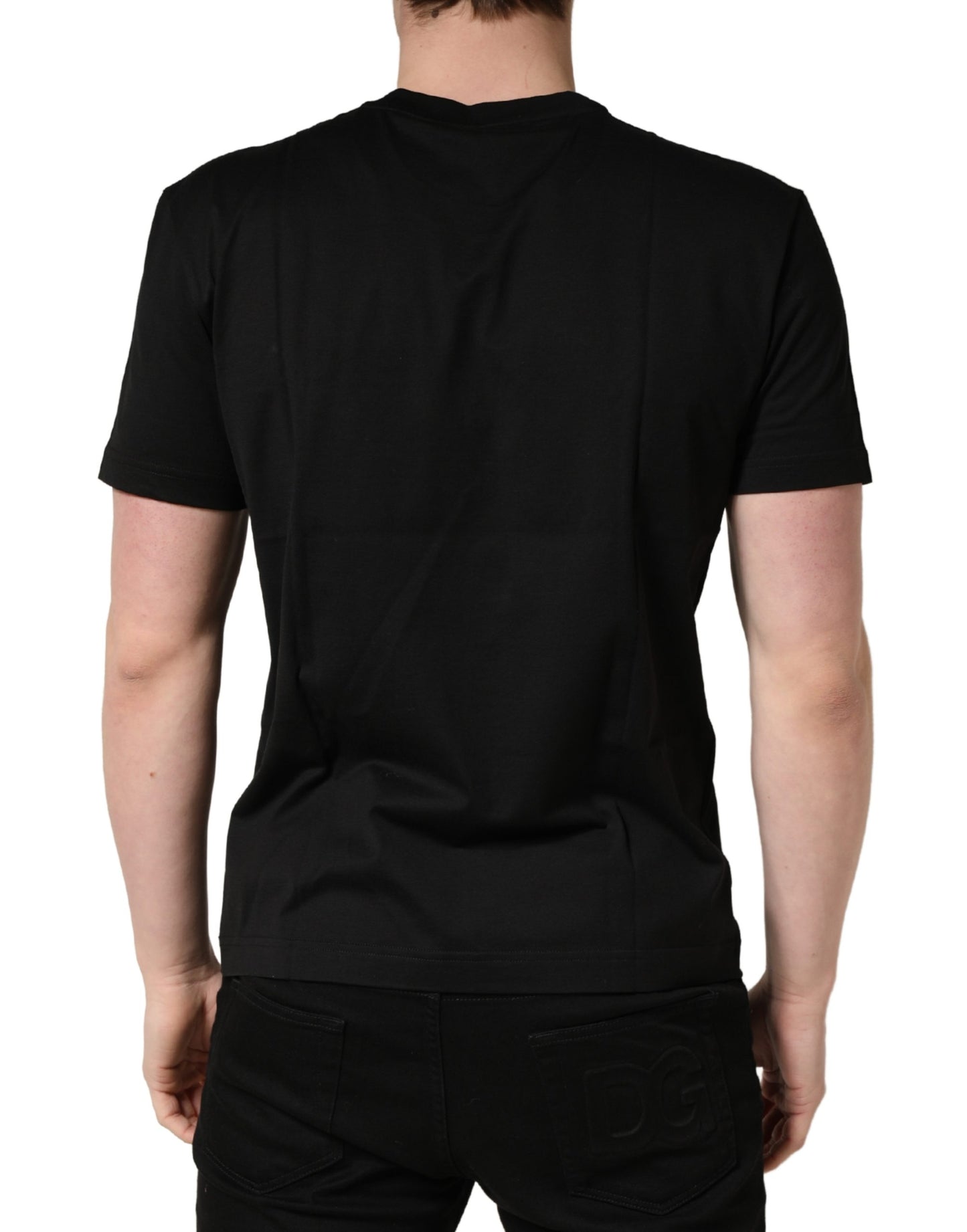 Black Logo DG Print Cotton Crew Neck T-shirt