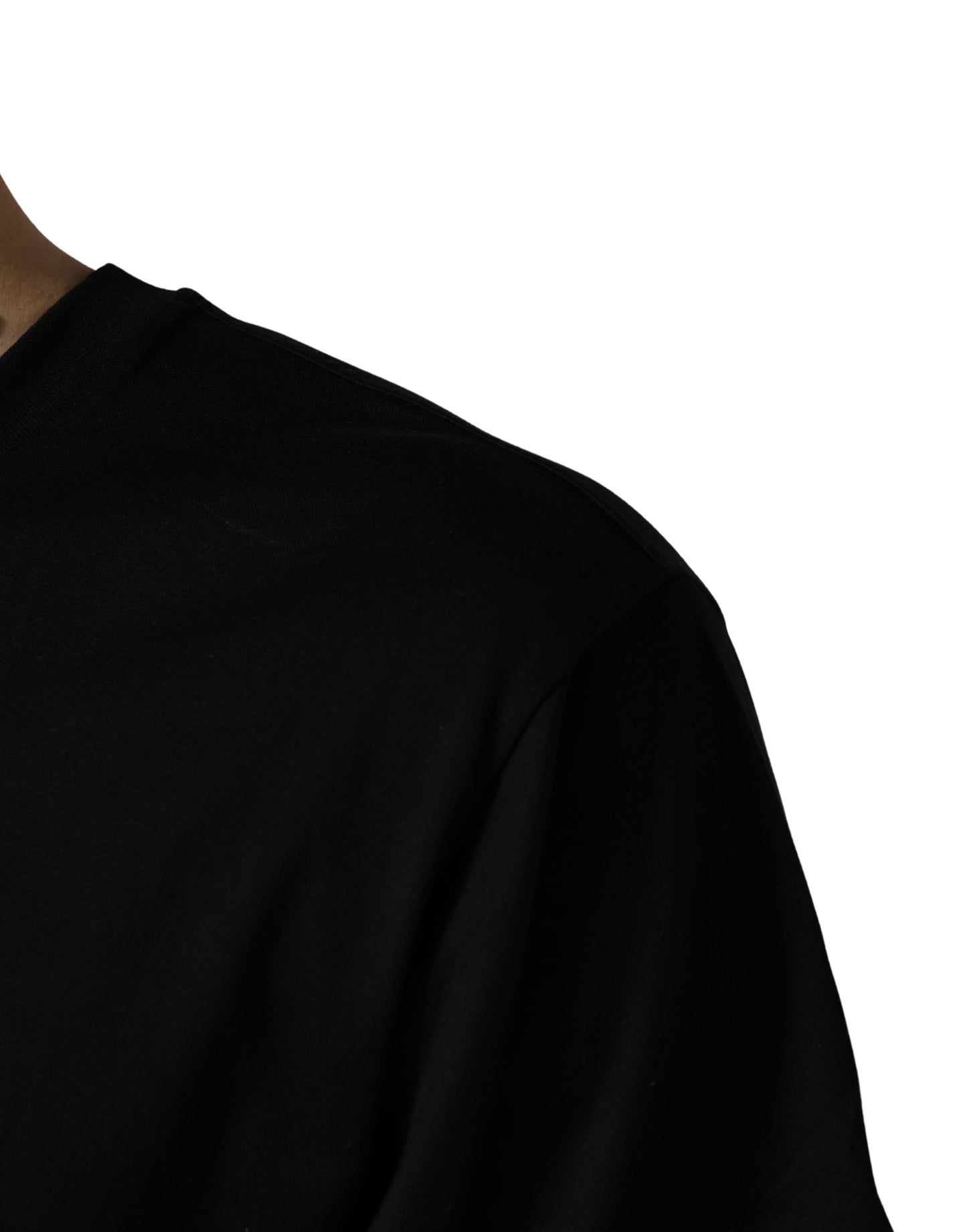 Black Floral Print Cotton Crew Neck T-shirt