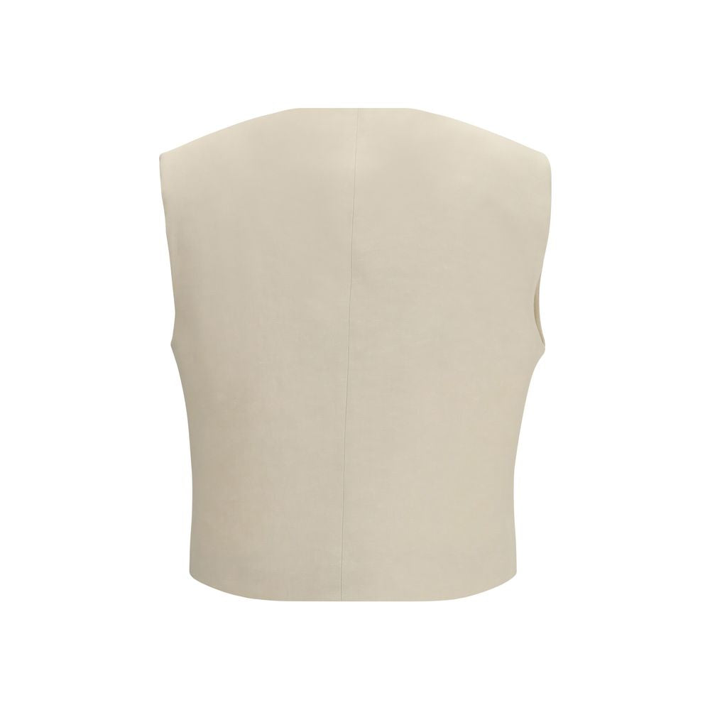 Beige Wool Sleveless Jacket
