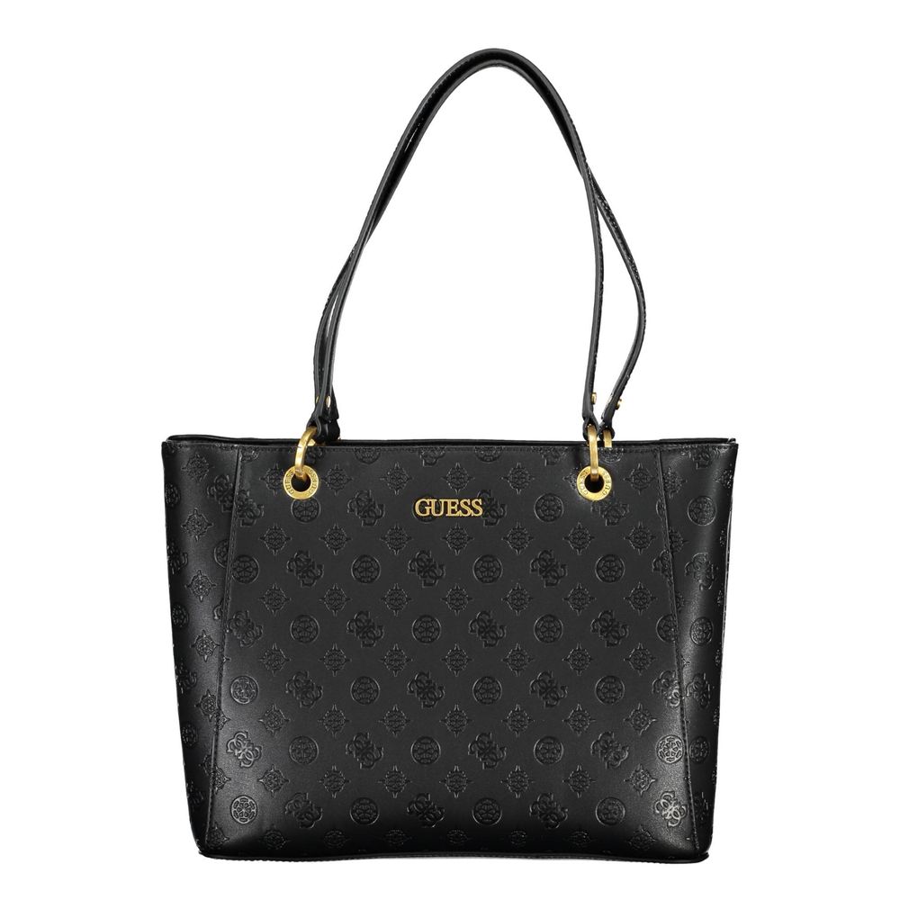 Black Polyurethane Women Handbag