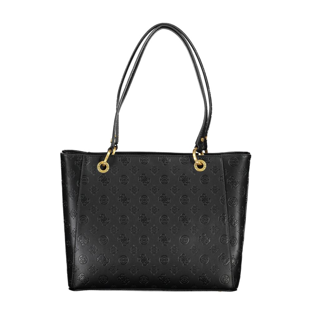 Black Polyurethane Women Handbag