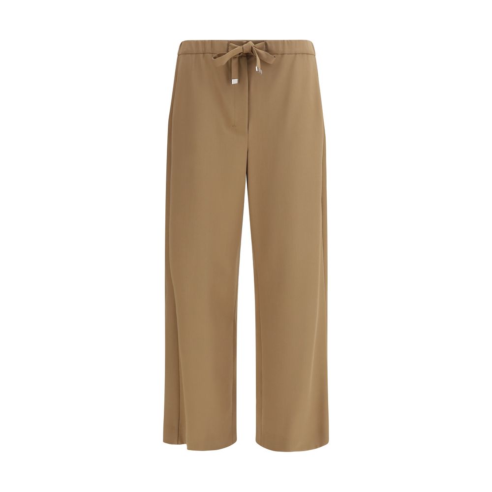 Brown Fleece Wool Casual Pants