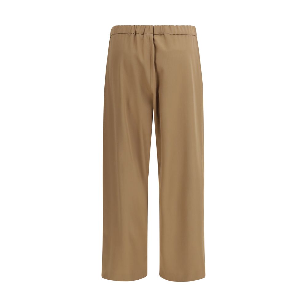 Brown Fleece Wool Casual Pants