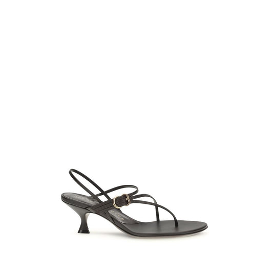 Black Calf Leather Bos Taurus Stiletto Heel Sandals