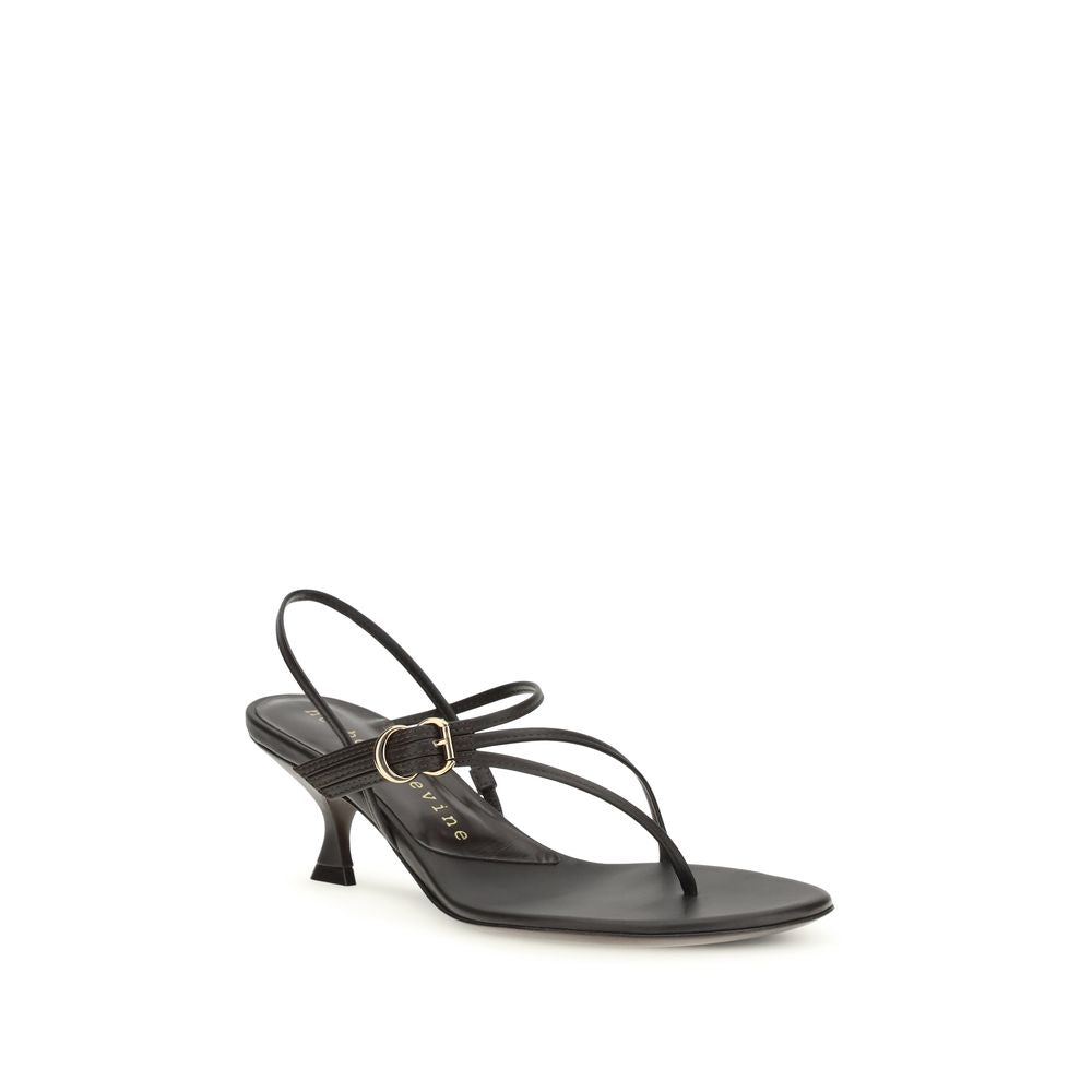 Black Calf Leather Bos Taurus Stiletto Heel Sandals