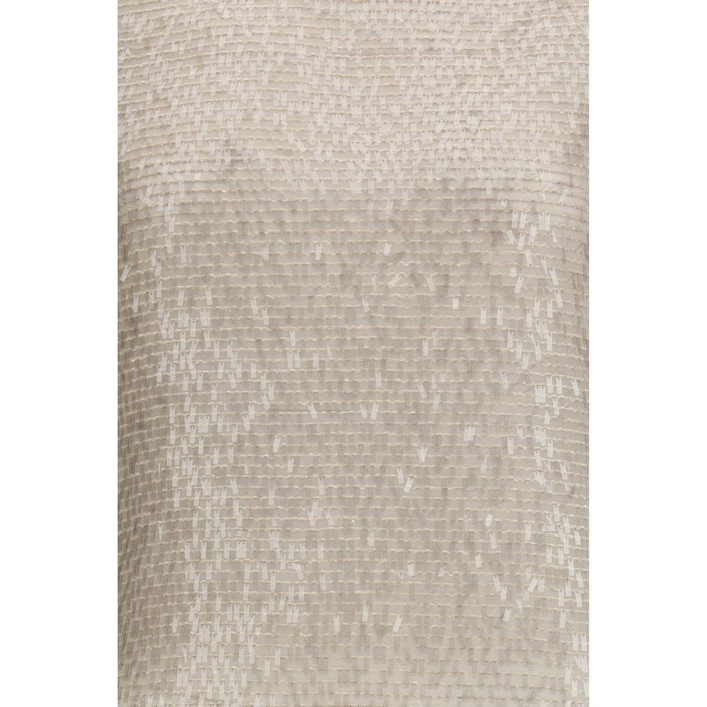 Beige Silk T-Shirt