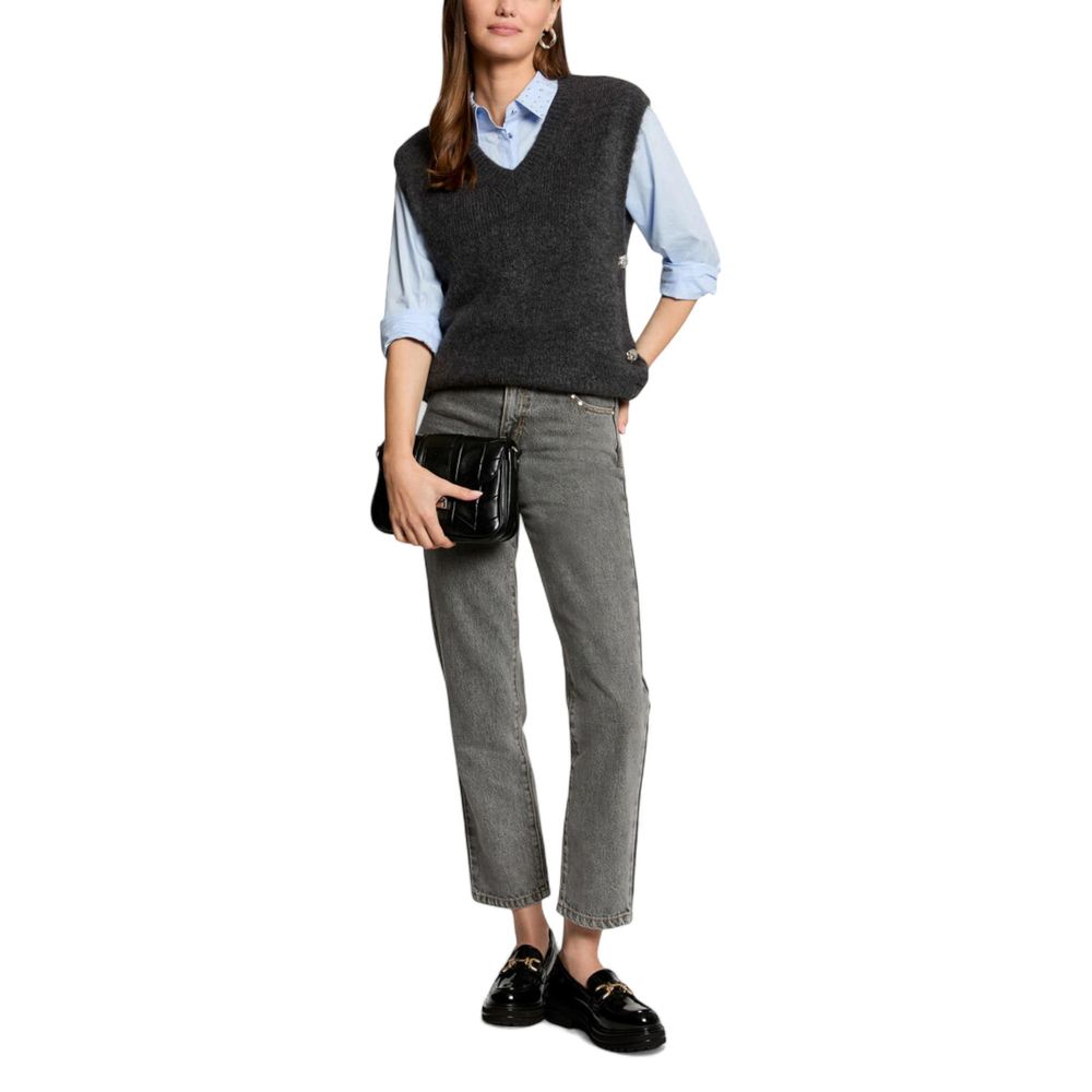 Gray Marabou Sleeveles Sweater