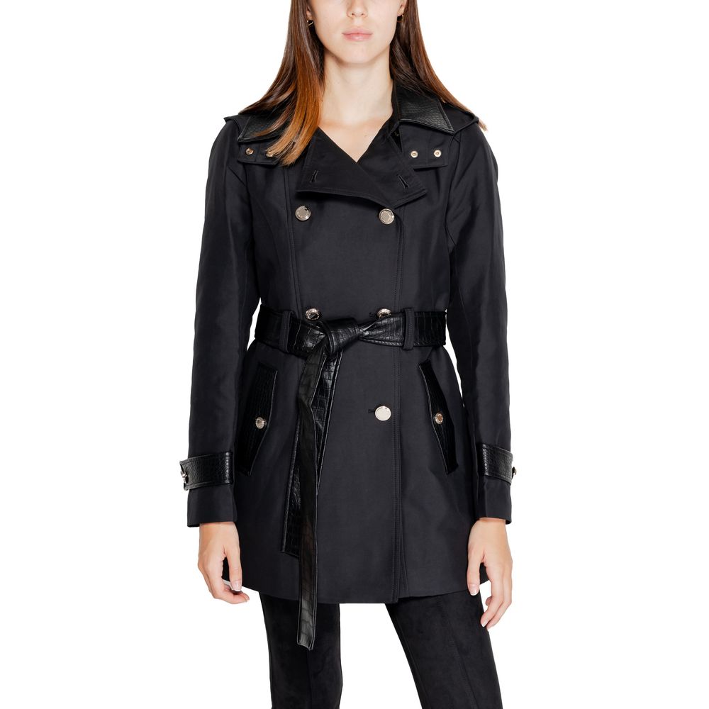 Black Polyester Trench Coat