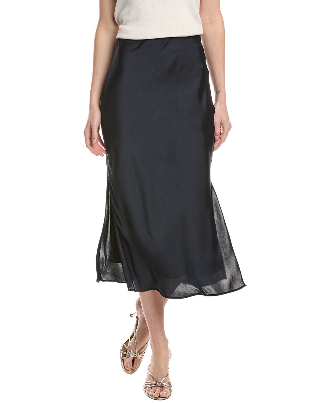 Blue Polyester Long Skirt
