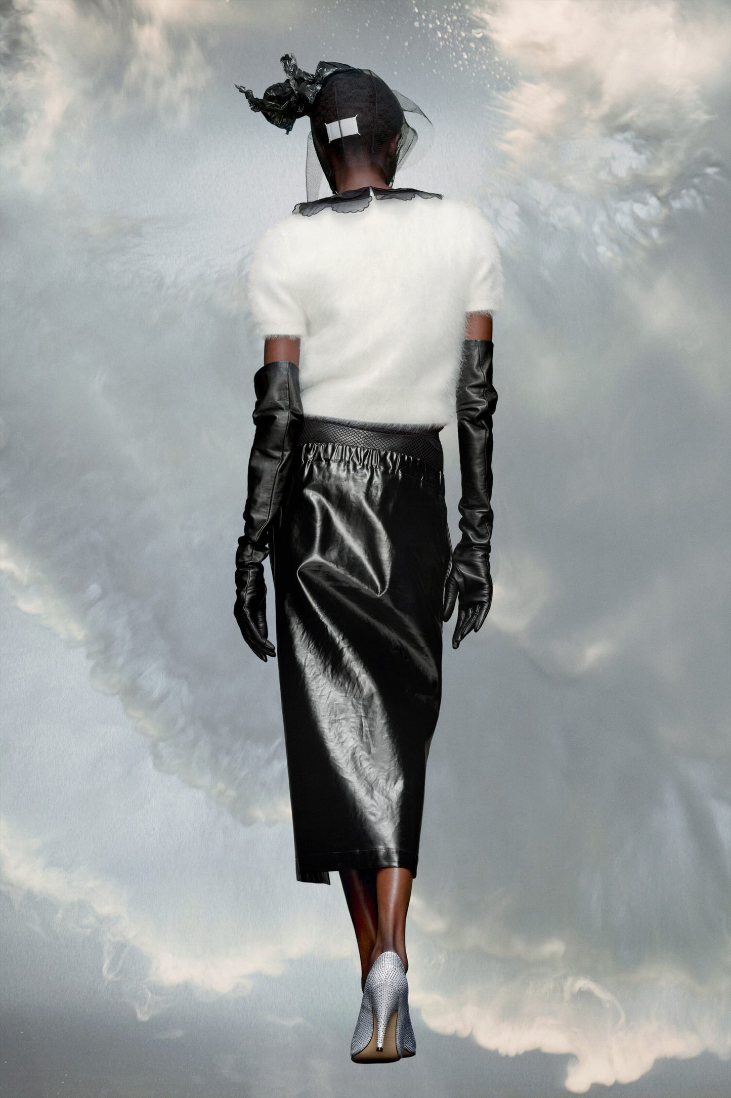 Black Fibres Midi Skirt