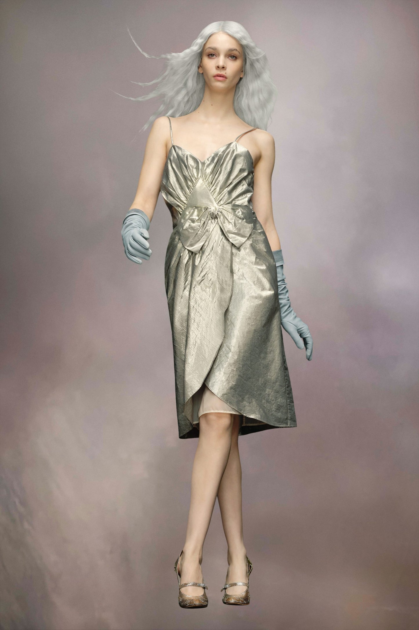 Silver Fibres Midi Skirt