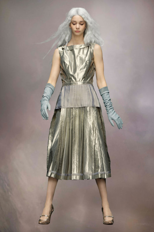 Silver Fibres Midi Skirt