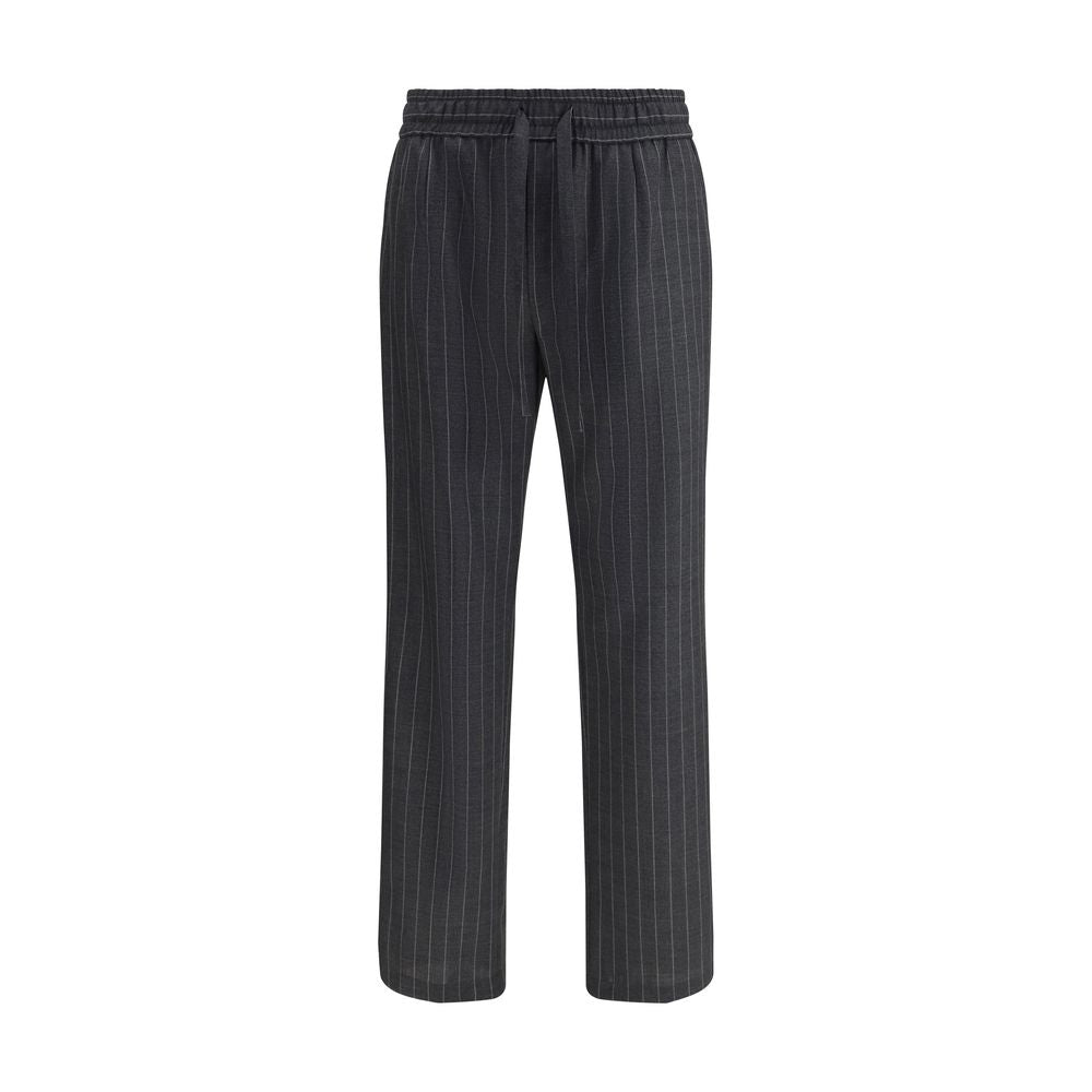 Gray Fleece Wool Casual Pants