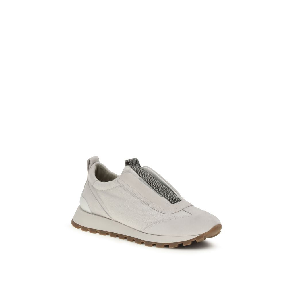 Gray Cotton Athletic Sneakers