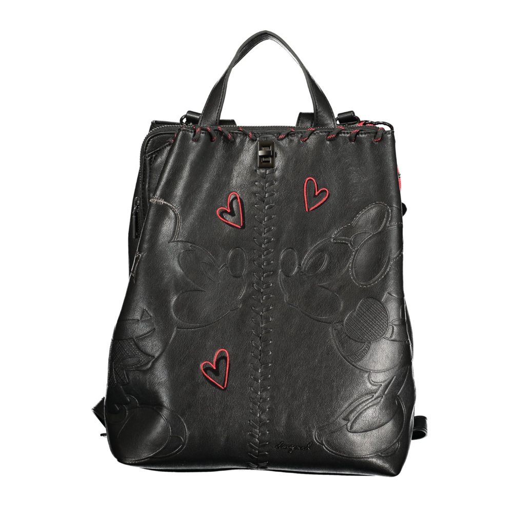 Black Polyurethane Women Backpack