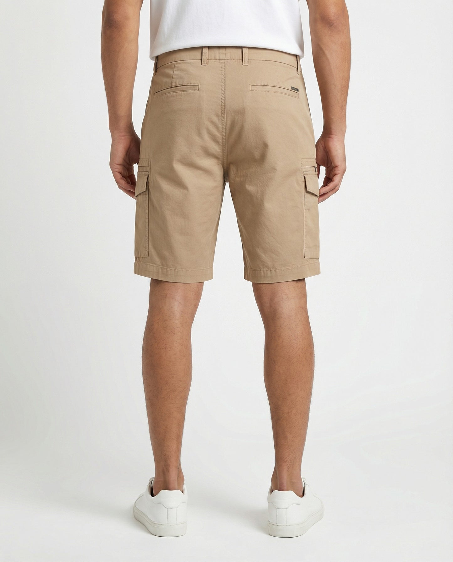 Beige Cotton Cargo Shorts