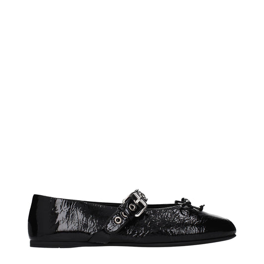 Black Leather Ballet Flats