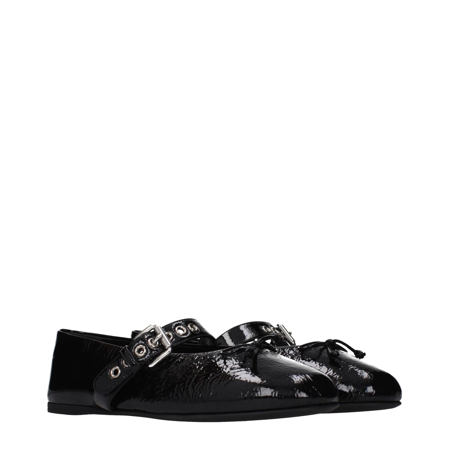 Black Leather Ballet Flats