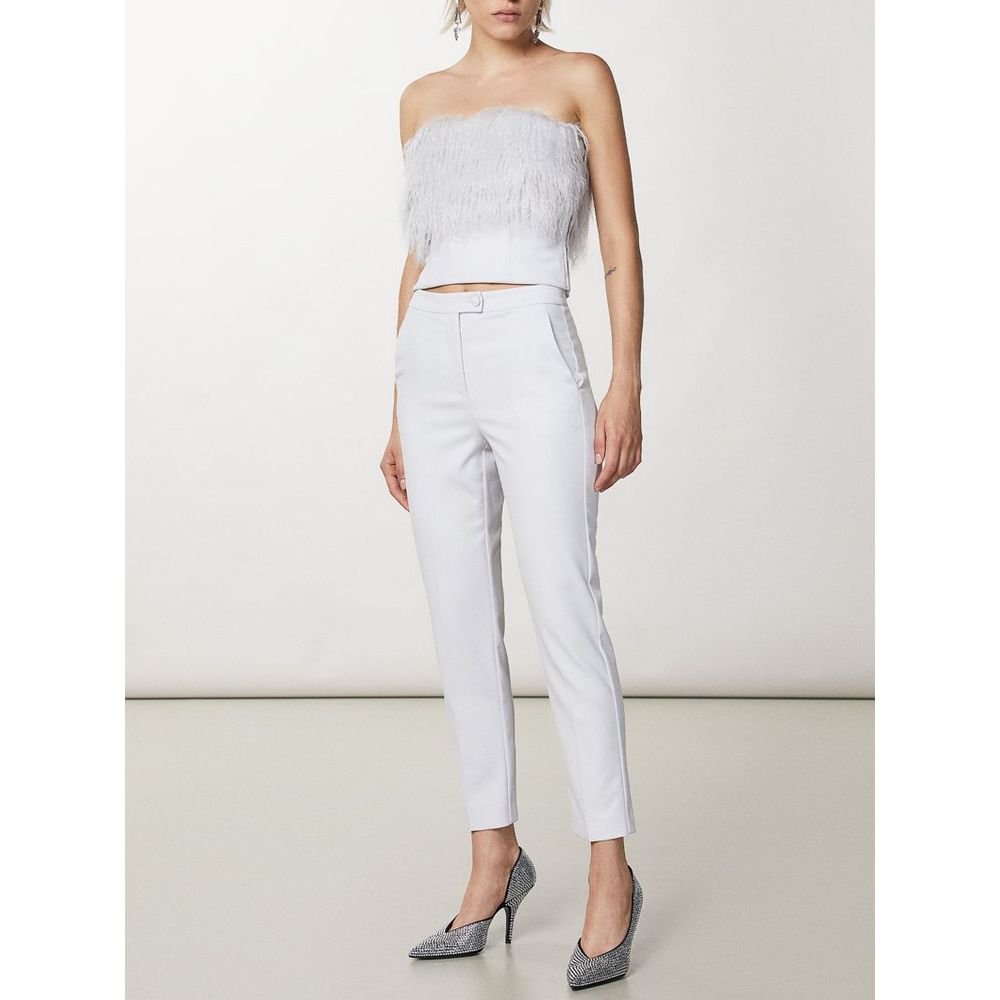 White Polyester Casual Pants