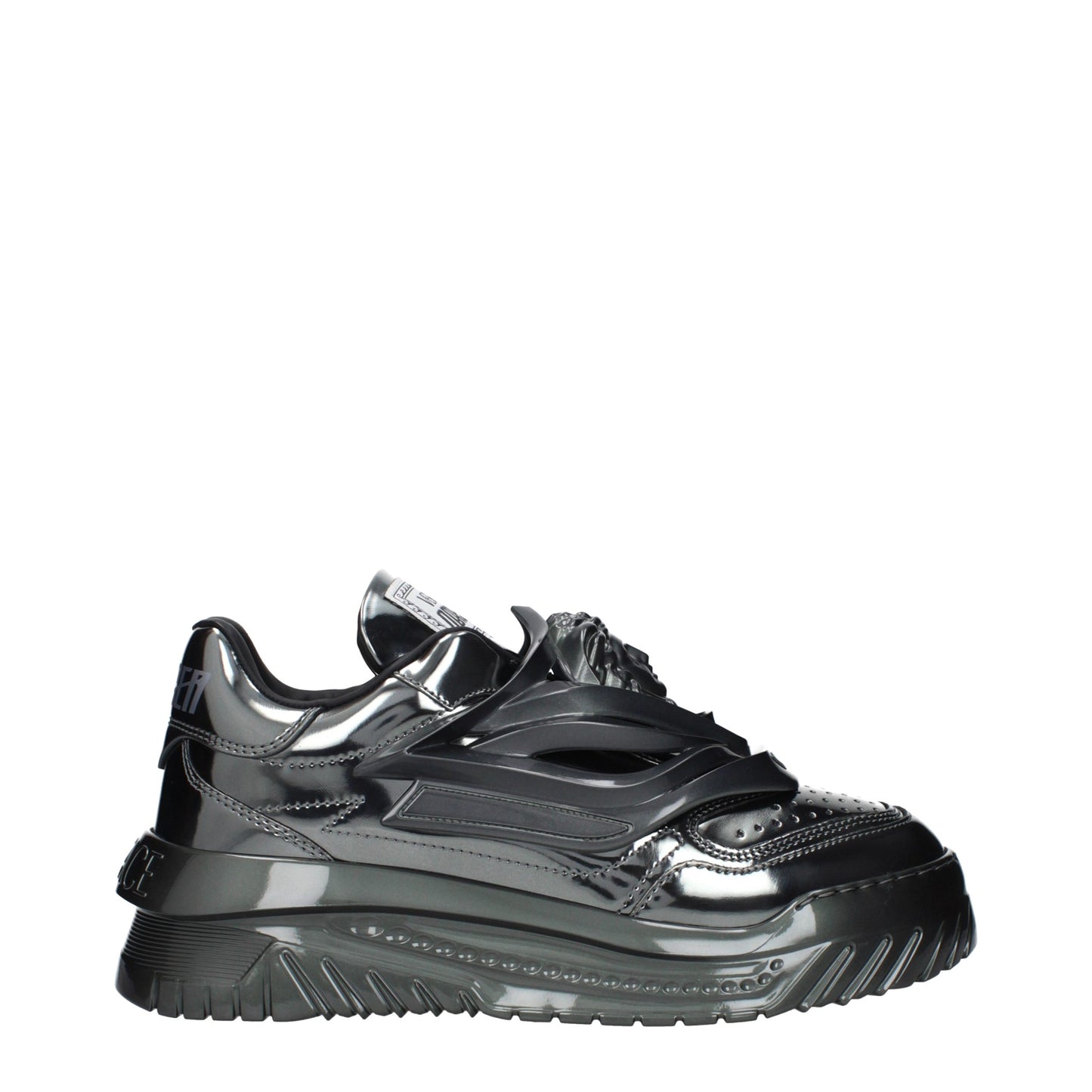 Gray Leather Chunky Sneakers