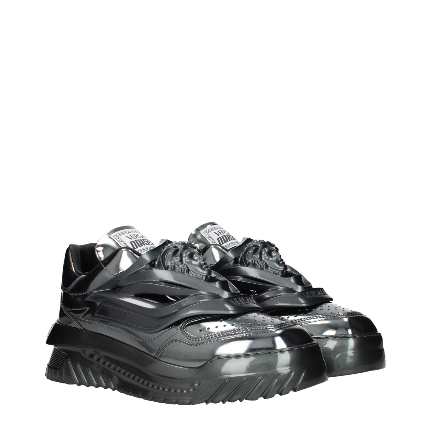 Gray Leather Chunky Sneakers