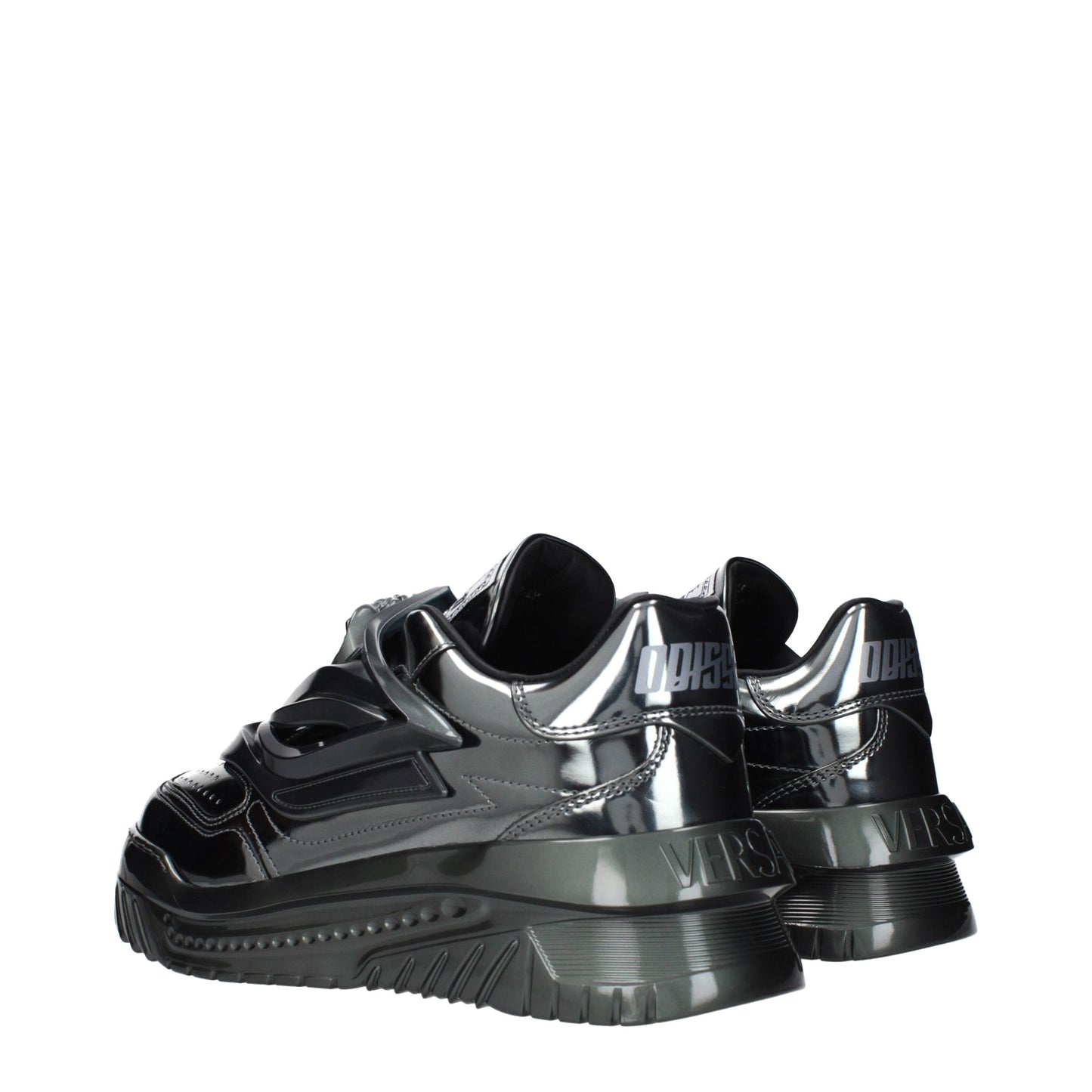 Gray Leather Chunky Sneakers