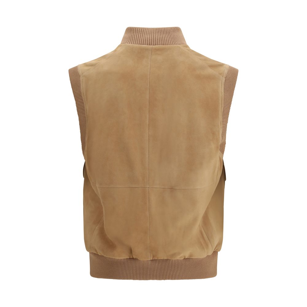 Beige Lamb Ovis Aries Aries Sleveless Jacket