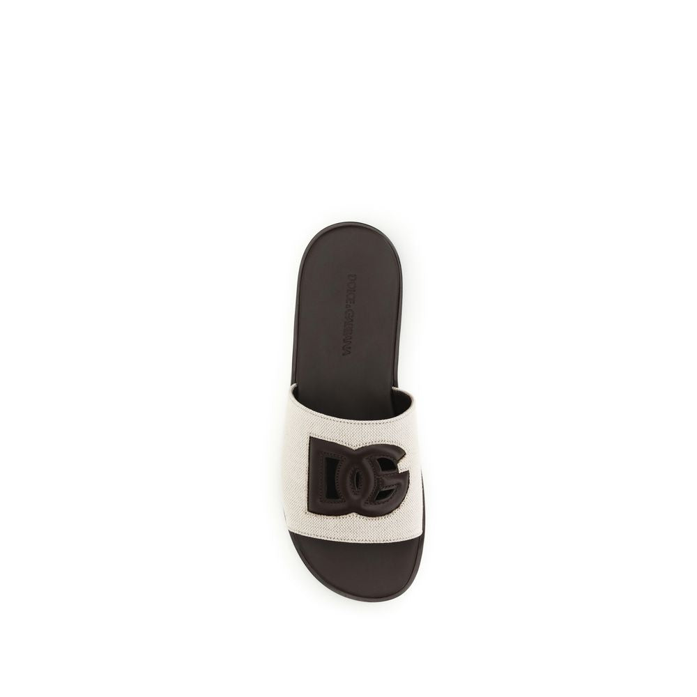 Beige Calf Leather Bos Taurus Flat Sandals