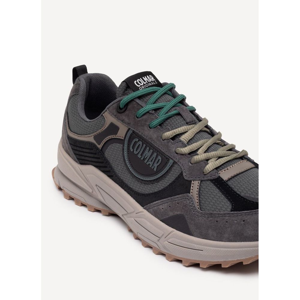 Black Polyester Athletic Sneakers