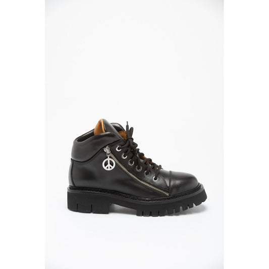 Black Calfskin Lace-Up Boots