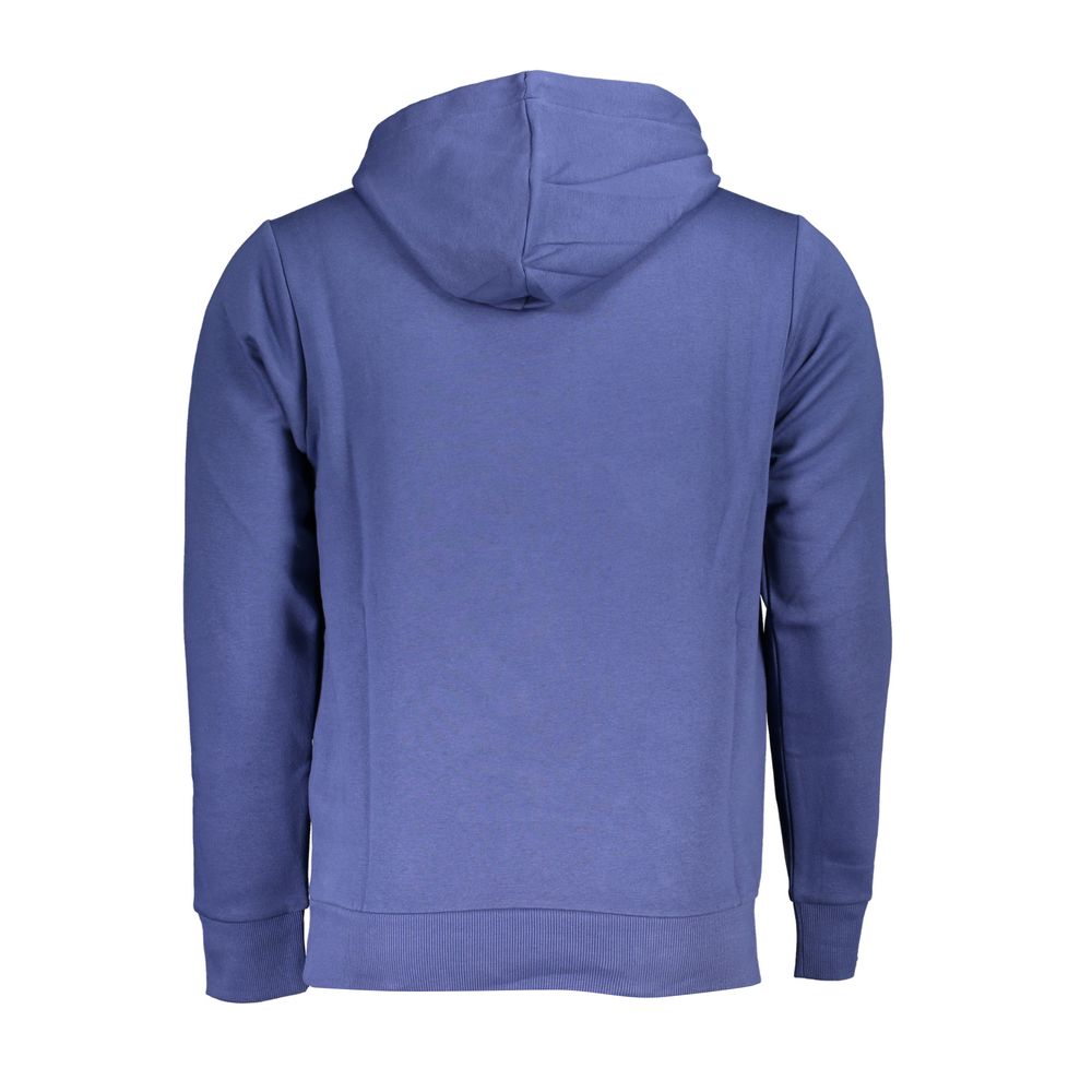 Blue Cotton Men Hoodie
