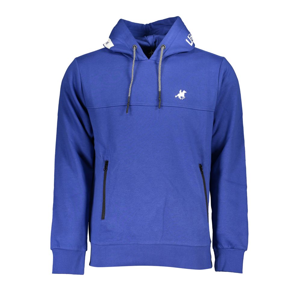 Blue Cotton Men's Hooded Sweatshirt