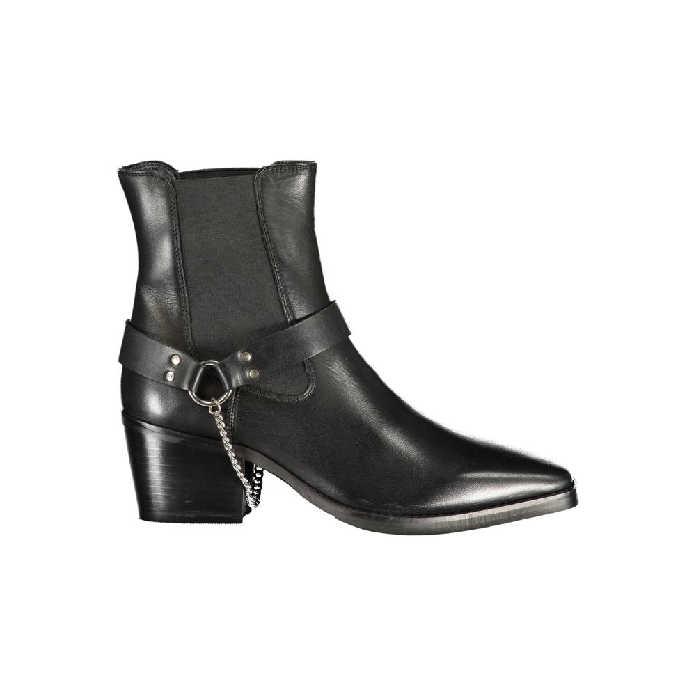 Black Polyester Ankle Boots