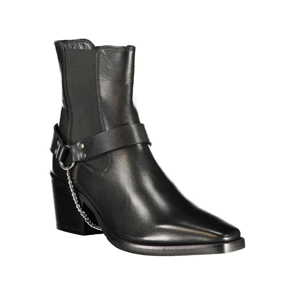Black Polyester Ankle Boots